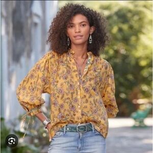 Sundance Boho Lightweight Ashton Floral Drape Top in Yellow Floral Size L